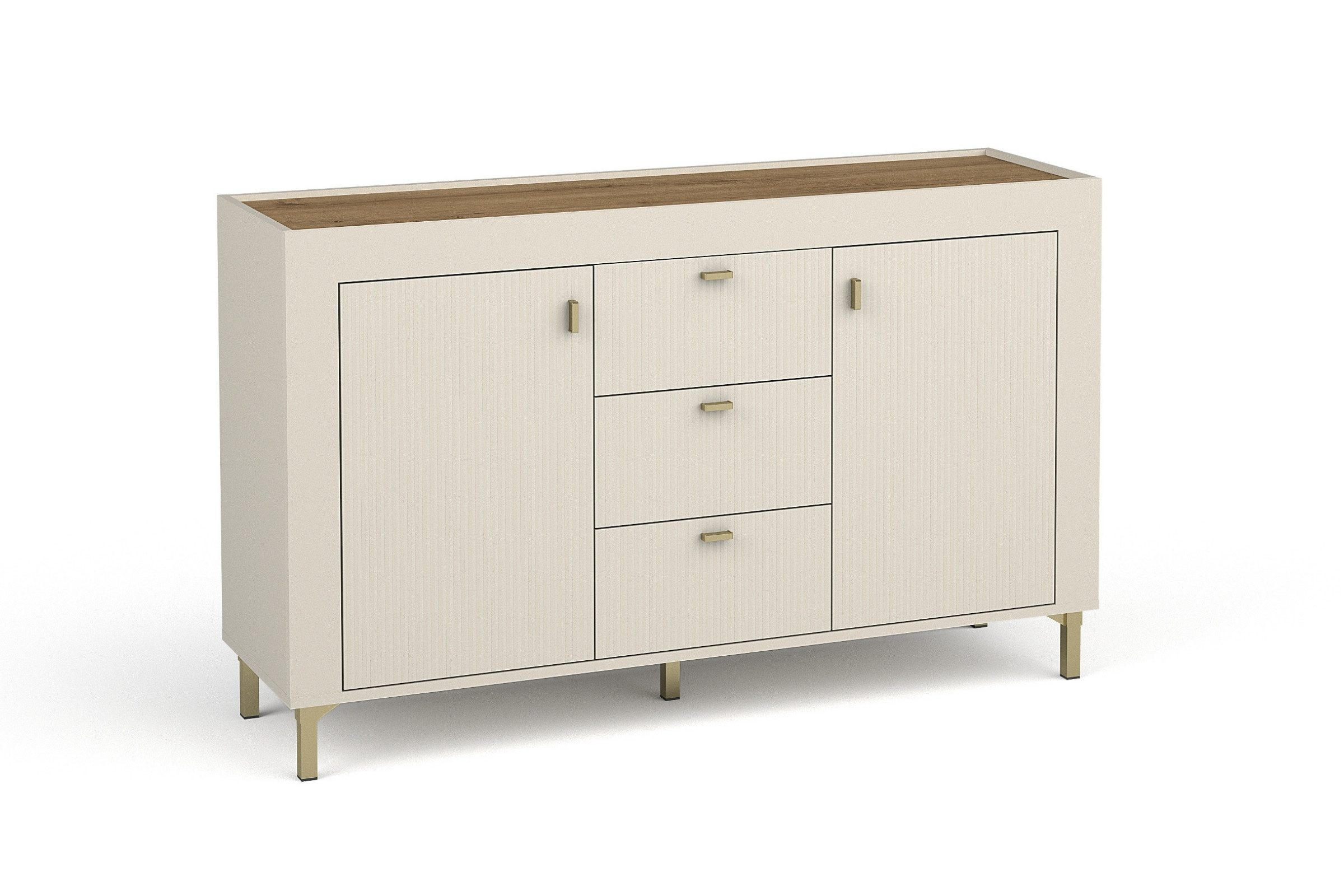 KOMMODE MONI 06 in Kaschmir / Eiche Whiskey matt 137/84/40 cm - Kaschmir, Holzwerkstoff (137/84/40cm) - Deine Möbel 24