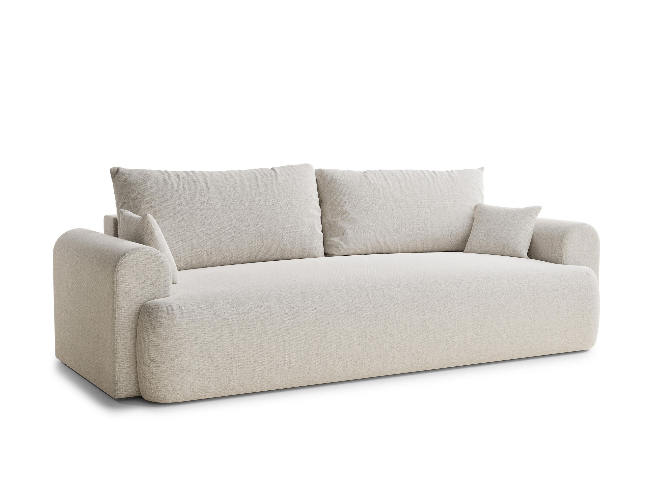 SOFA MIT SCHLAFFUNKTION Toluca Hellbeige Webstoff - Beige/Schwarz, Holz/Holzwerkstoff (247/69/90cm) - Maison de Reve