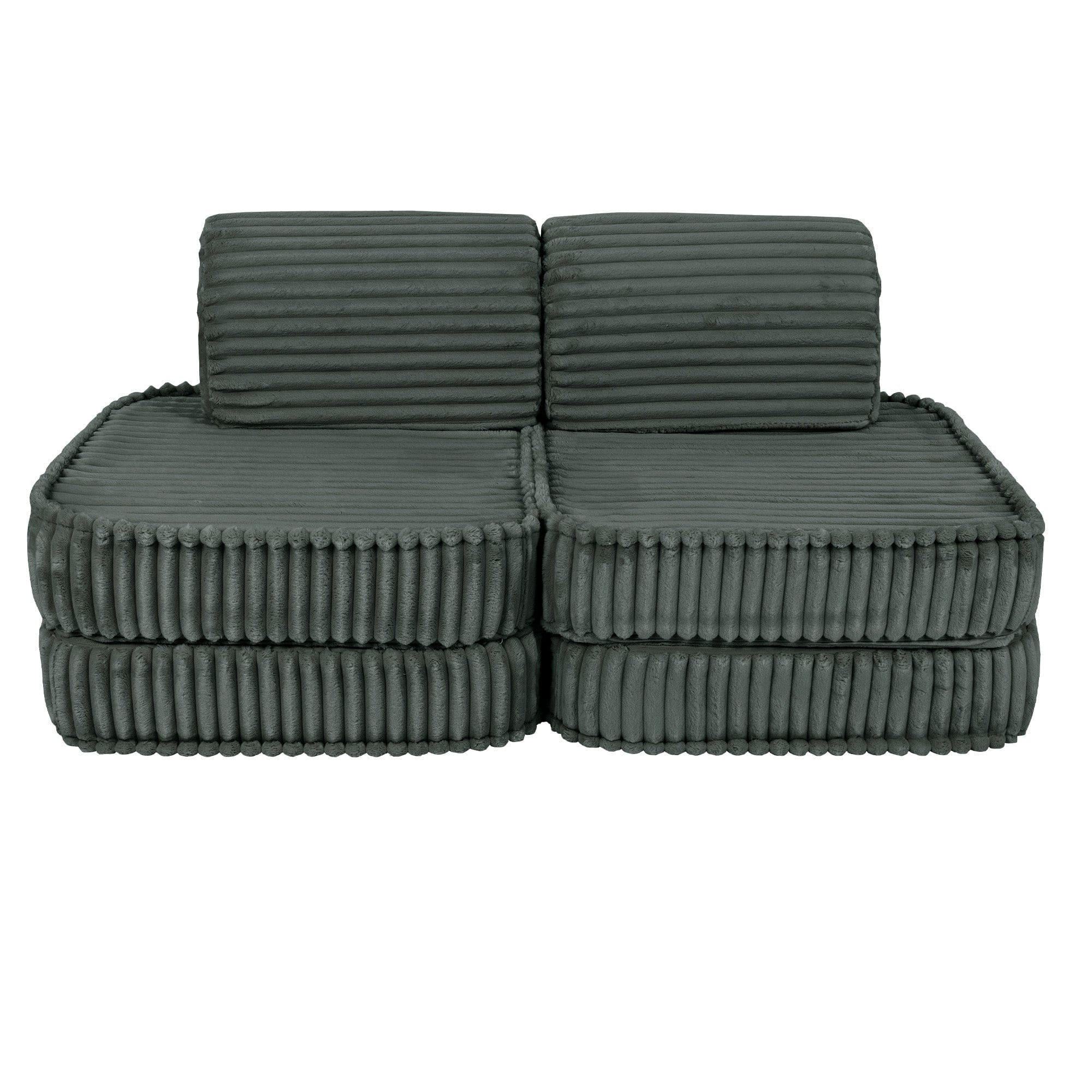 KINDERSOFA Pocket Basic modular 4-tlg. aus Plüschcord in Waldgrün - Dunkelgrün, Textil (120/25/60cm) - MeowBaby