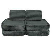 KINDERSOFA Pocket Basic modular 4-tlg. aus Plüschcord in Waldgrün - Dunkelgrün, Textil (120/25/60cm) - MeowBaby