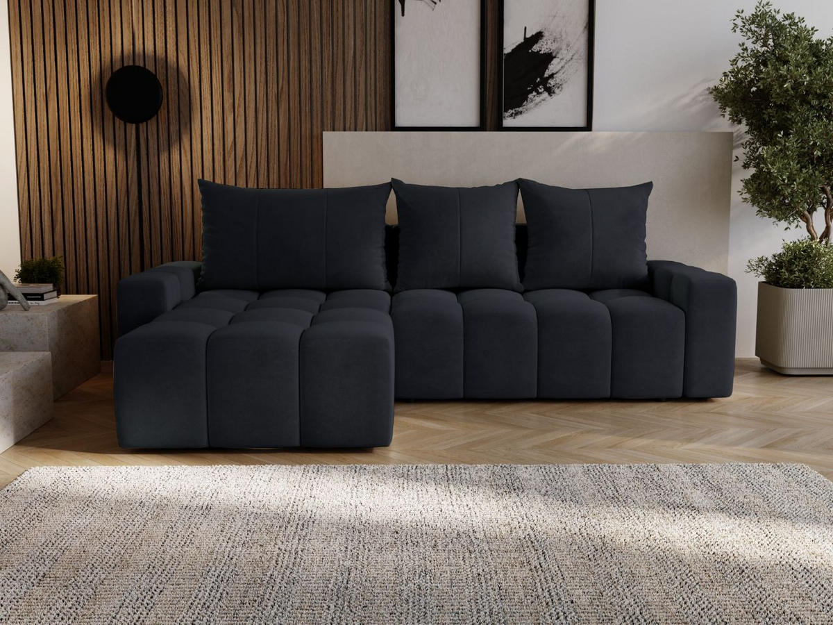 ECKSOFA Bresso Schwarz - Schwarz, Holz/Textil (255/168cm) - Graingold
