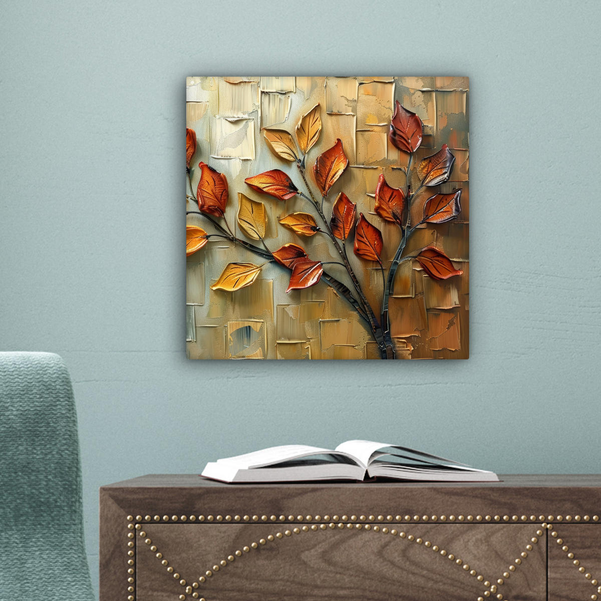 LEINWANDBILD Baum - Abstrakt - Natur - Kunst 20x20 cm - Goldfarben, Textil (20/20cm) - MuchoWow