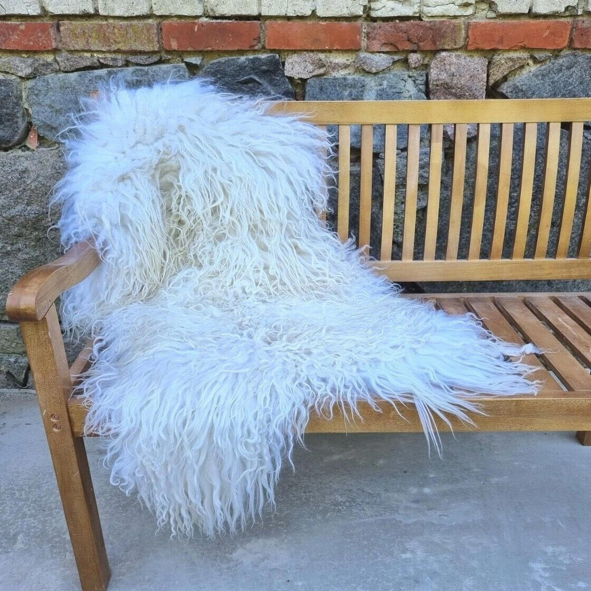 LAMMFELL Island Langhaar natur lockig weich Premium Naturweiß ca. 105 cm - Weiß, Fell (55/105cm) - Provellus