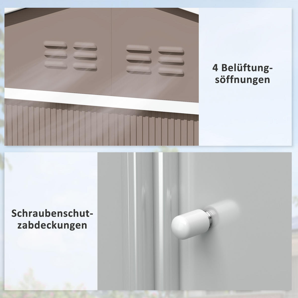 VERZINKTER Stahl Gerätehaus 277x 195x 192cm - Hellgrau, Metall (195/192/277cm) - Outsunny