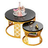 COUCHTISCH 2-teiliges Set Nesting Satztisch 70x70x45 cm + 45x45x37 cm Schwarz und Gold mit Marmor Furnier - Schwarz, Holzwerkstoff (70/70/45cm) - Modfu