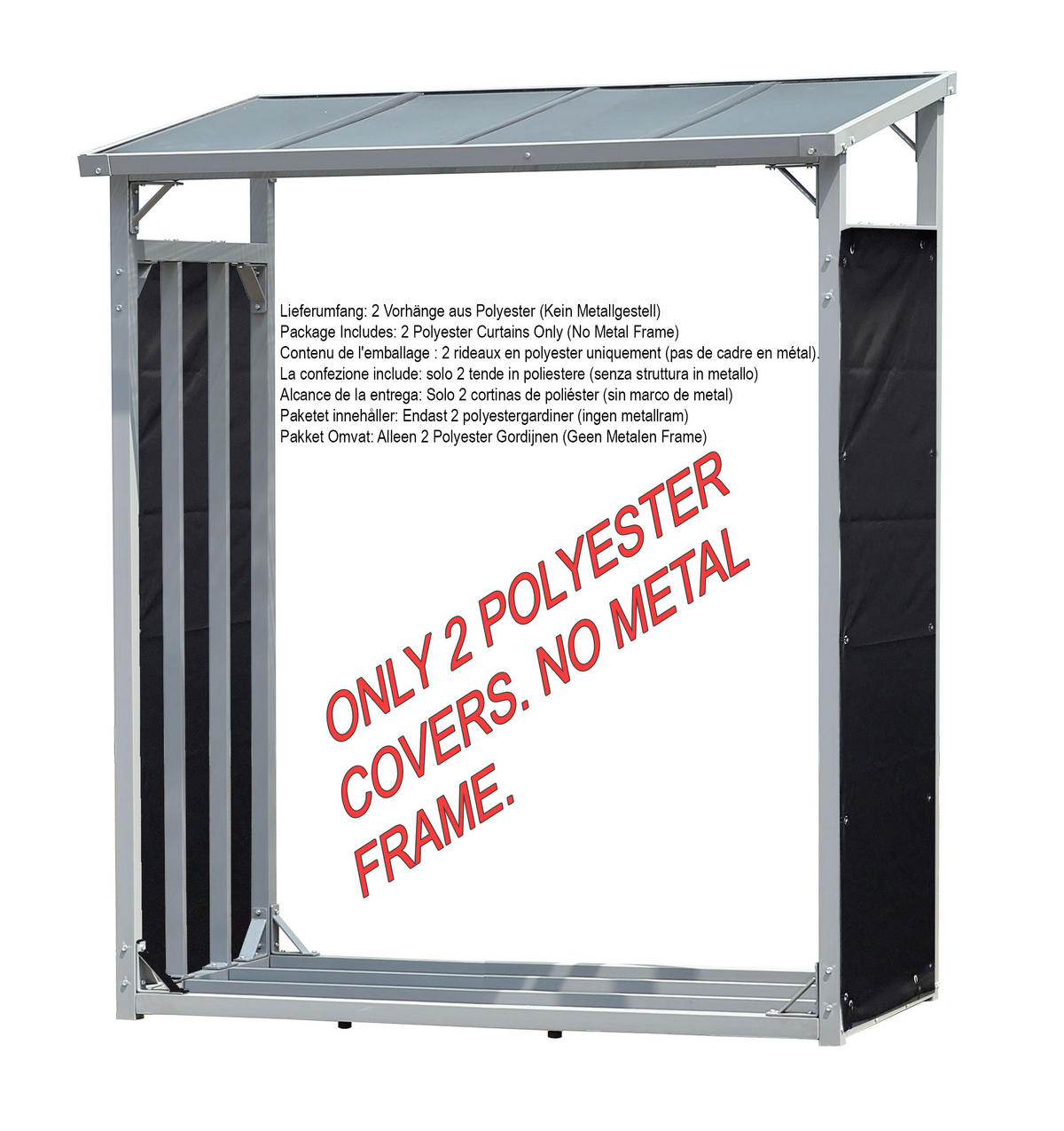 WETTERSCHUTZ Seitlich für Kaminholzregal 70/145 cm Schwarz - Schwarz, Textil (70/145/1cm) - QUICK STAR