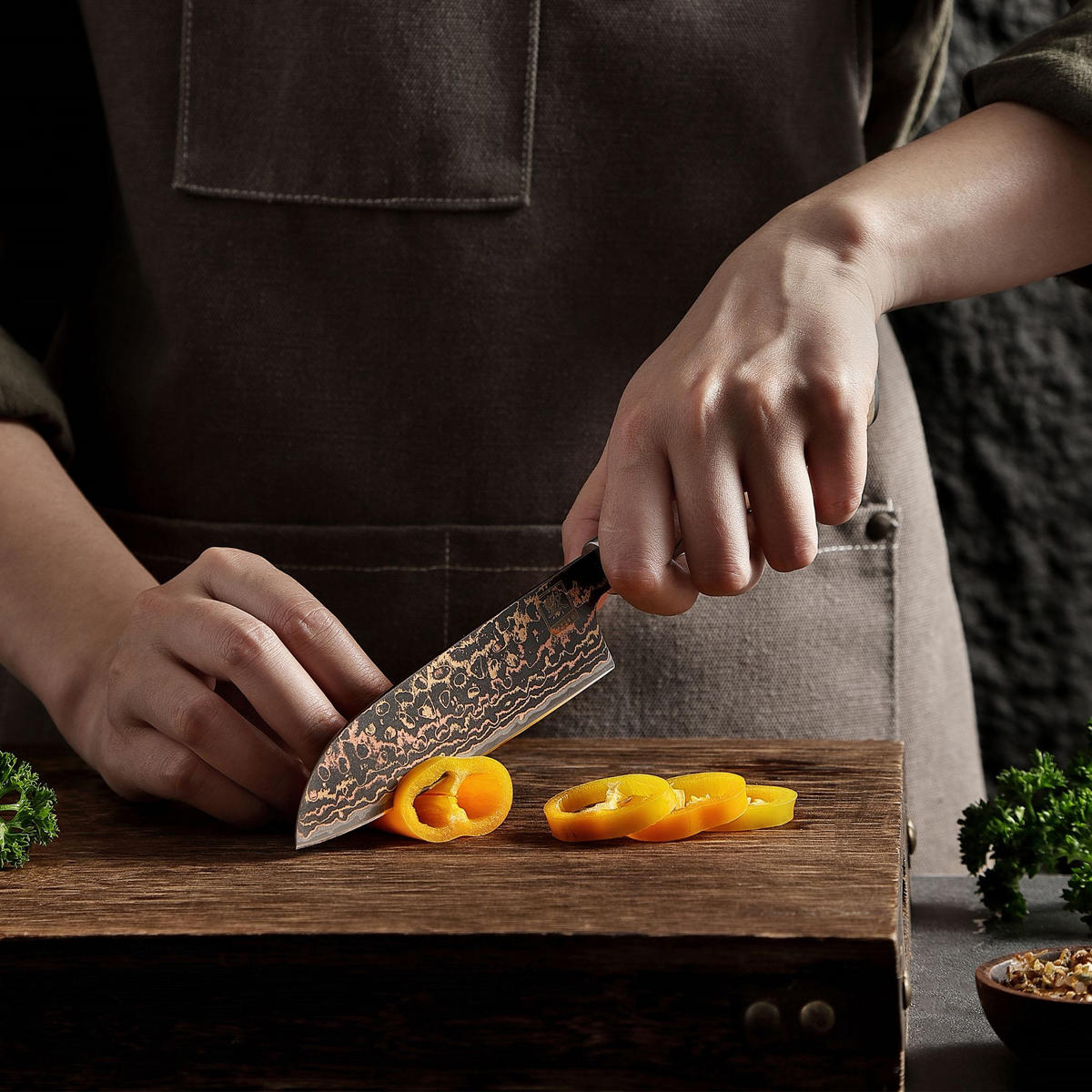 SANTOKU-MESSER 12 cm - Ahornfarben, Holz/Metall (24cm) - Zayiko