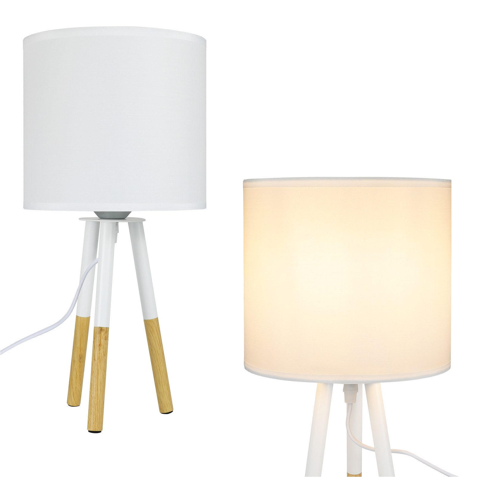 TISCHLAMPE Elara 39.6/9/7.6 cm - Weiß/Braun, Kunststoff (39.6/9/7.6cm) - ZMH