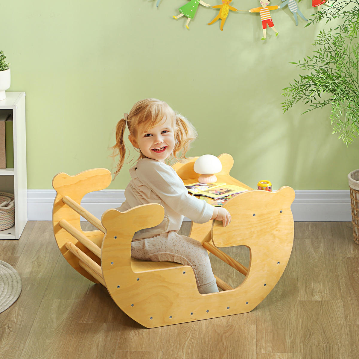 KLETTERBOGEN DE-18381 2-in-1 Spielzeugtisch & Klettergerüst Naturholz - Naturfarben, Holzwerkstoff (58/80cm) - ComfortXL