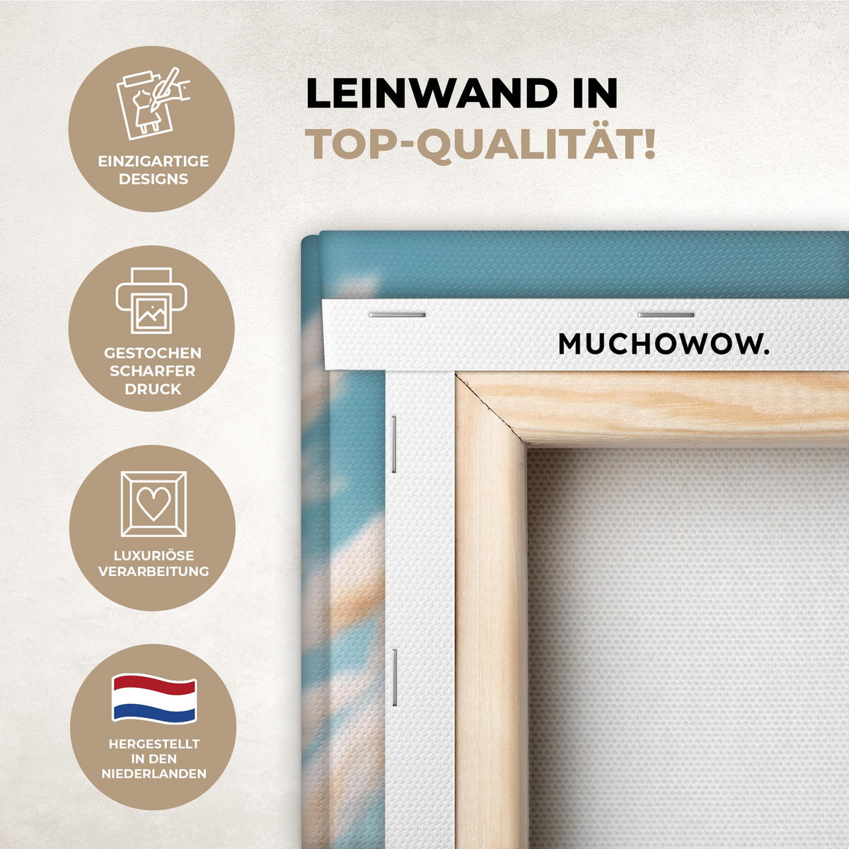 LEINWANDBILD Ziergras - Wind - Hellbraun Room Decor 30x40 cm - Hellblau, Textil (30/40cm) - MuchoWow