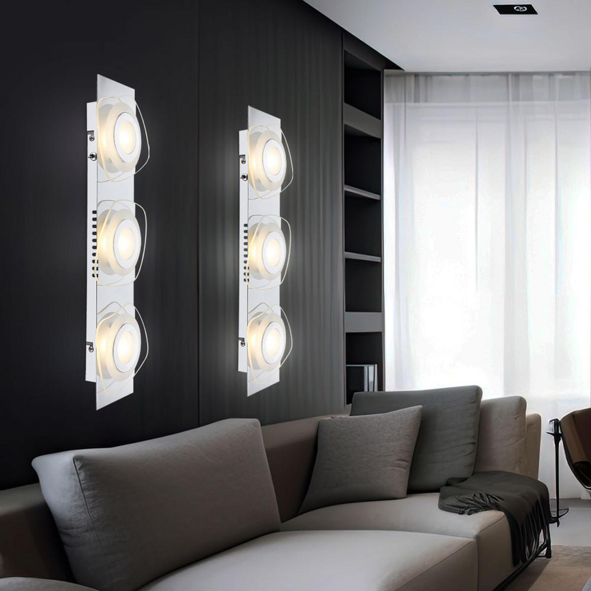 LED WANDLEUCHTE LOBBY Chrom Silber - Silberfarben, Glas (5/46/14cm) - Globo Lighting