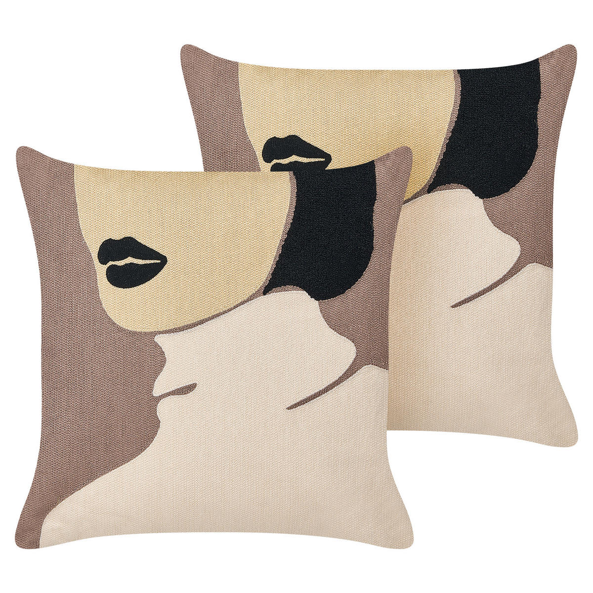 DEKOKISSEN 2er-Set Taupe 45/45 cm Silphium - Graubraun, Naturmaterialen/Textil (45/45cm) - Beliani