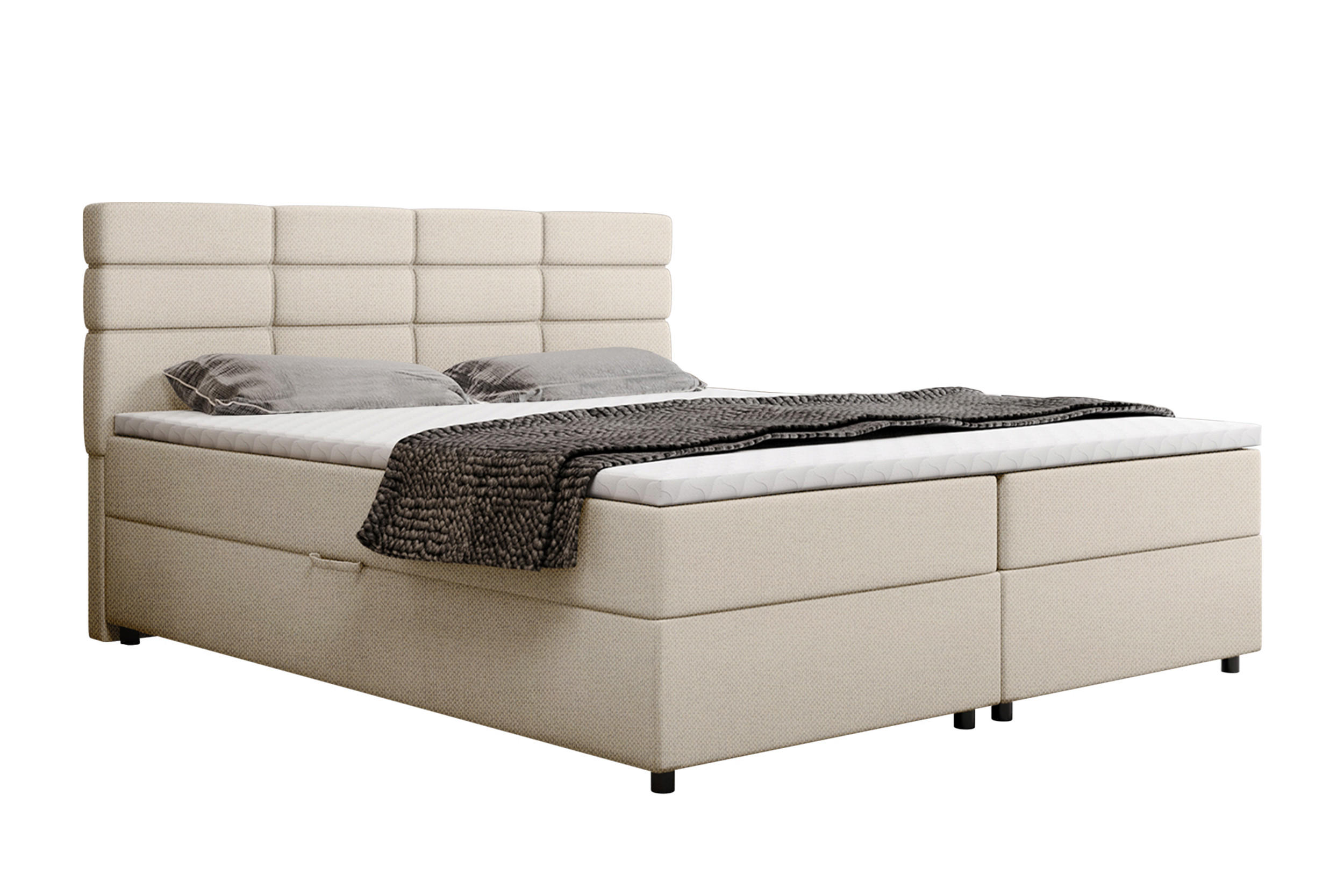 BOXBETT Reve 180 x 200 cm mit Bettkasten und Lattenrost ohne matratze - beige - Rot, Holz (180/200cm) - Homesy