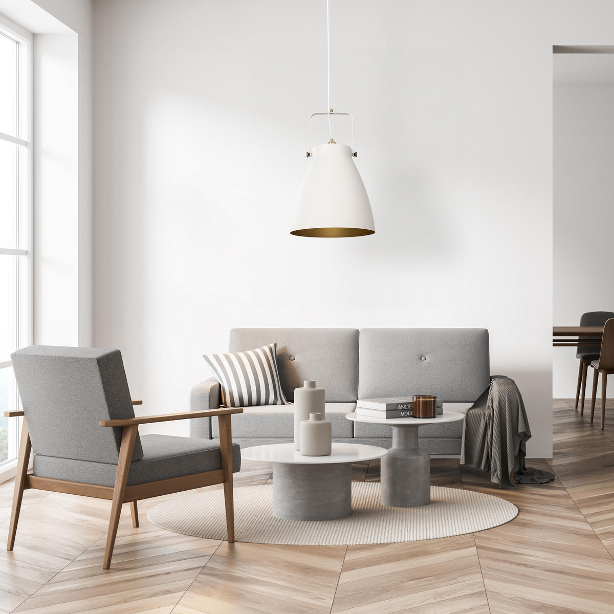 PENDELLEUCHTE Boone Pd - Weiß, Metall (39/39/58.4cm) - Paco Home