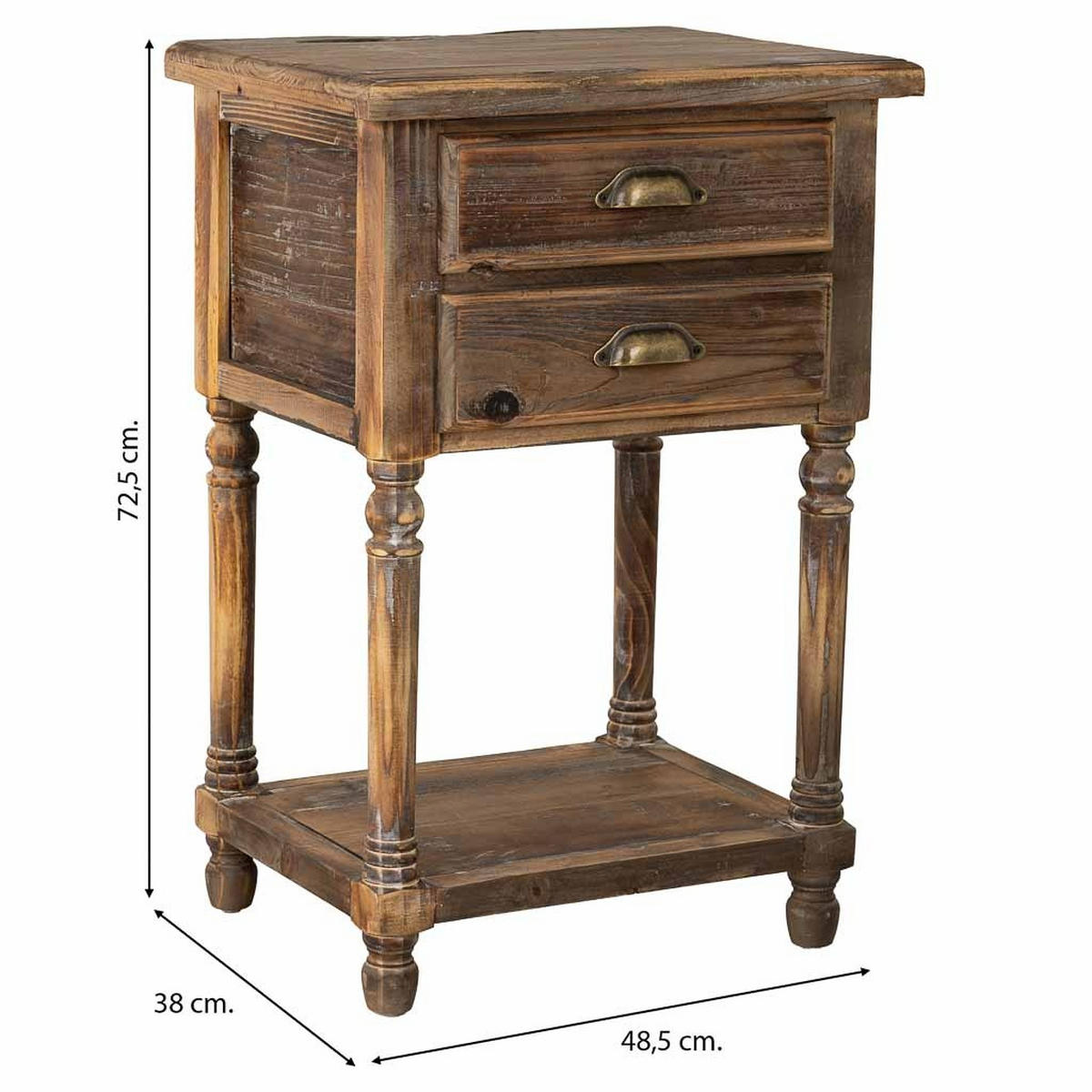NACHTTISCH aus Holz, 49x38x73cm - Braun, Holz (48.5/72.5/38cm) - Wanderlust