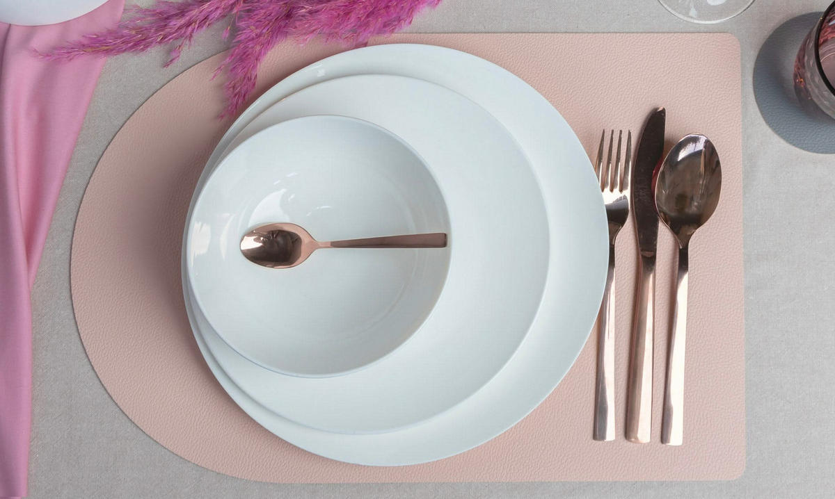 TISCHSET Platzdecke - Vegan Leder - Grau / Rosa - Bread - doppelseitig - 44 x 30 cm - Pink, Kunststoff (30/44cm) - Jay Hill