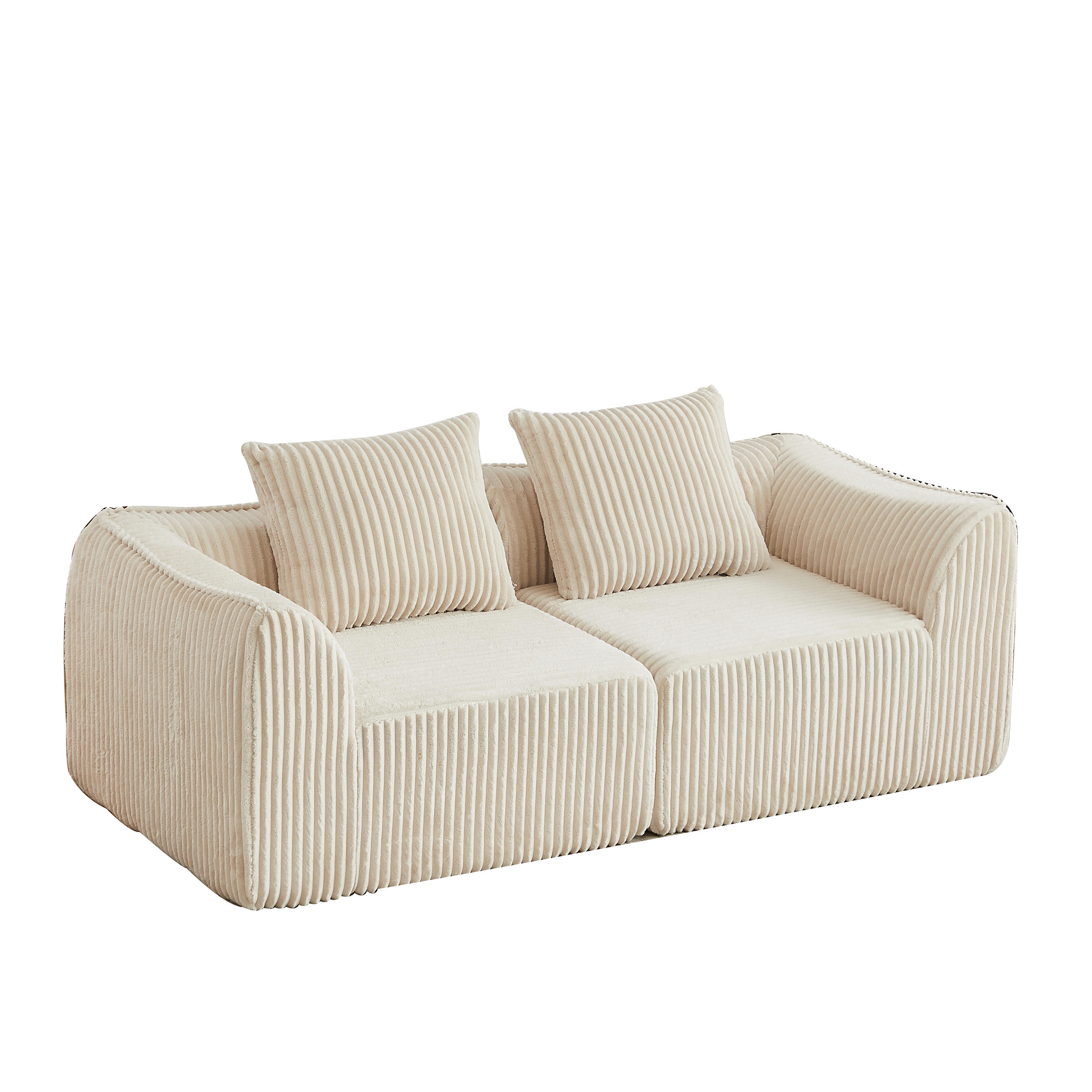 2-SITZER SOFA aus Cord in Beige minimalistisch & ohne Montage - Beige, Textil (101/72.5/185cm) - Urban Meuble