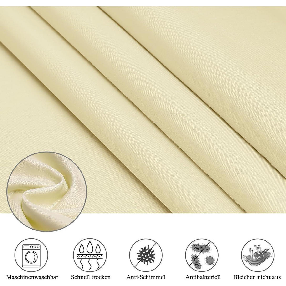 DUSCHVORHANG Beige 180 x 200 cm Textil Polyester Wasserdicht Waschbar - Beige, Textil (180/200cm)