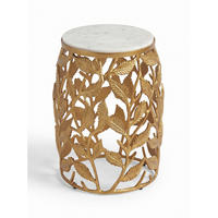 BEISTELLTISCH ALASSIO, Marmor, handgefertigt, Gold-Weiß, Ø 40 x 46 cm - Goldfarben, Stein/Metall (40/40/46cm) - KADIMA DESIGN