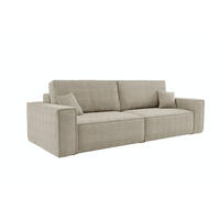 SCHLAFSOFA HUGO, Sofa mit Schlaffunktion und Bettkasten, Farbe: Beige, Cordstoff - Beige, Textil (244/83/98cm) - VENASI MÖBEL