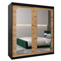 SCHWEBETÜRENSCHRANK 200/180/62 2-türig - Silberfarben/Schwarz, Holz/Kunststoff (180/200/62cm) - Abiks Möbel