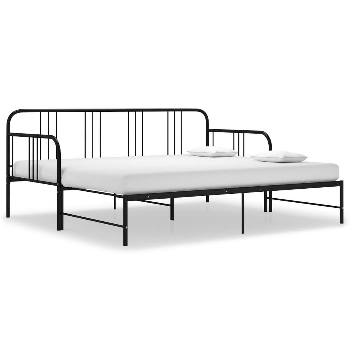 TAGESBETT Ausziehbar Schwarz Metall 90/200 Cm - Schwarz, Metall - vidaXL