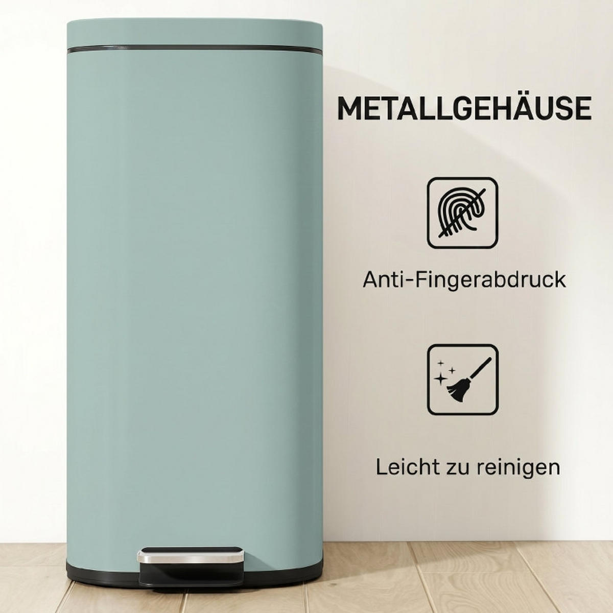 ABFALLEIMER - Grün, Metall (29/59.5/36cm)