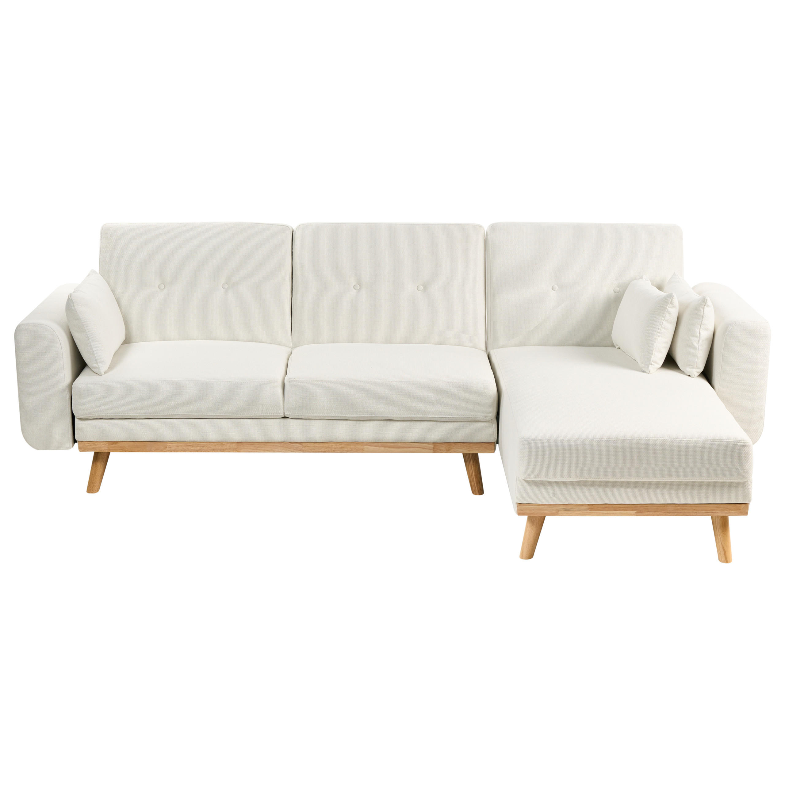 ECKSCHLAFSOFA 3-Sitzer Stoff Weiß linksseitig Kaarina - Hellbraun, Textil (260/152cm) - Beliani