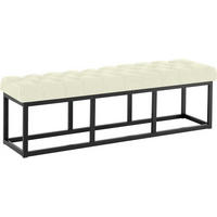 SITZBANK 150/38 cm Stoff Creme - Creme/Schwarz, Textil/Metall (150/46/38cm) - CLP