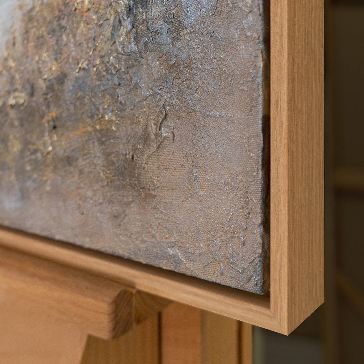 GEMÄLDE Goldenes Tal Schattenfugenrahmen Eichefarben 70x50 cm - Eichefarben, Holz (70/50cm) - YS-art gallery