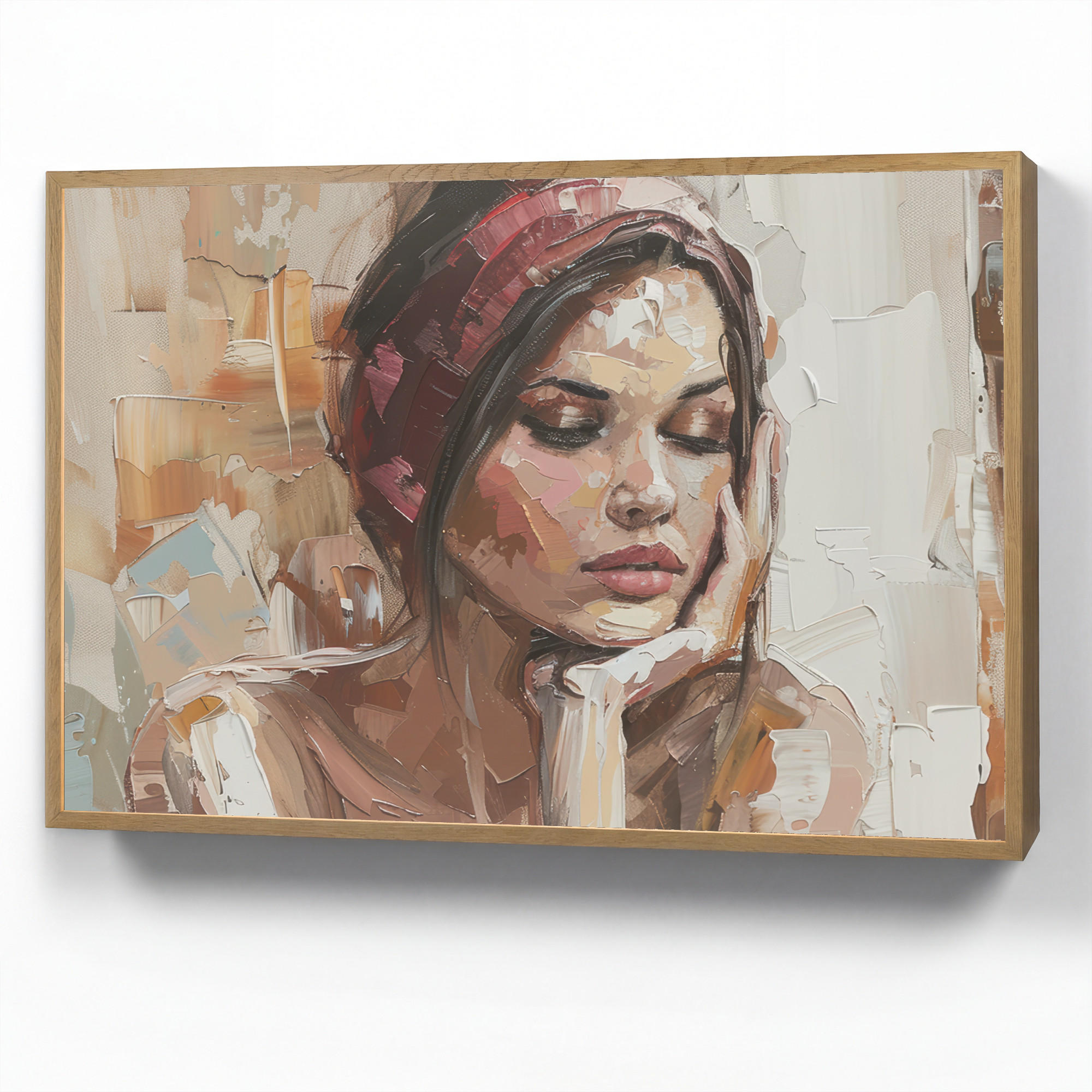 OnlyWow NÁSTĚNNÁ LAMPA S AKUMULÁTOREM Žena - vzhled malby - portrét - moderní 100x70 cm