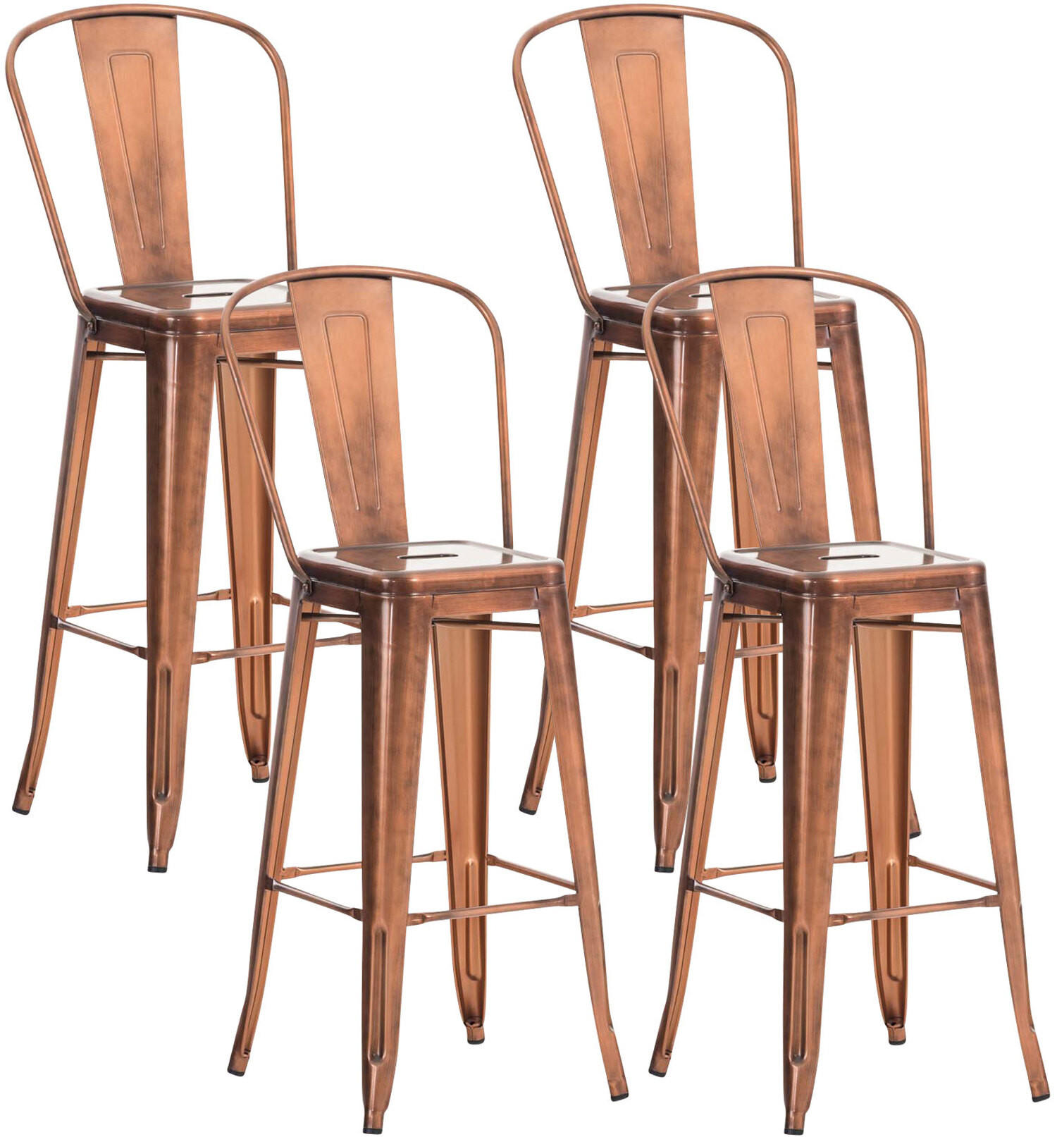 BARHOCKER Adnan, 4er Set, Kupfer - Braun, Metall (44/100/52cm) - TPFLiving