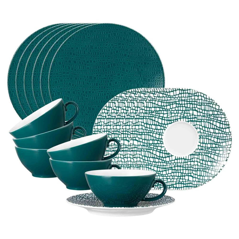 TEESERVICE Life Fashion Trendy Petrol 18er Set - Petrol, Keramik (2/2/2cm) - Seltmann Weiden