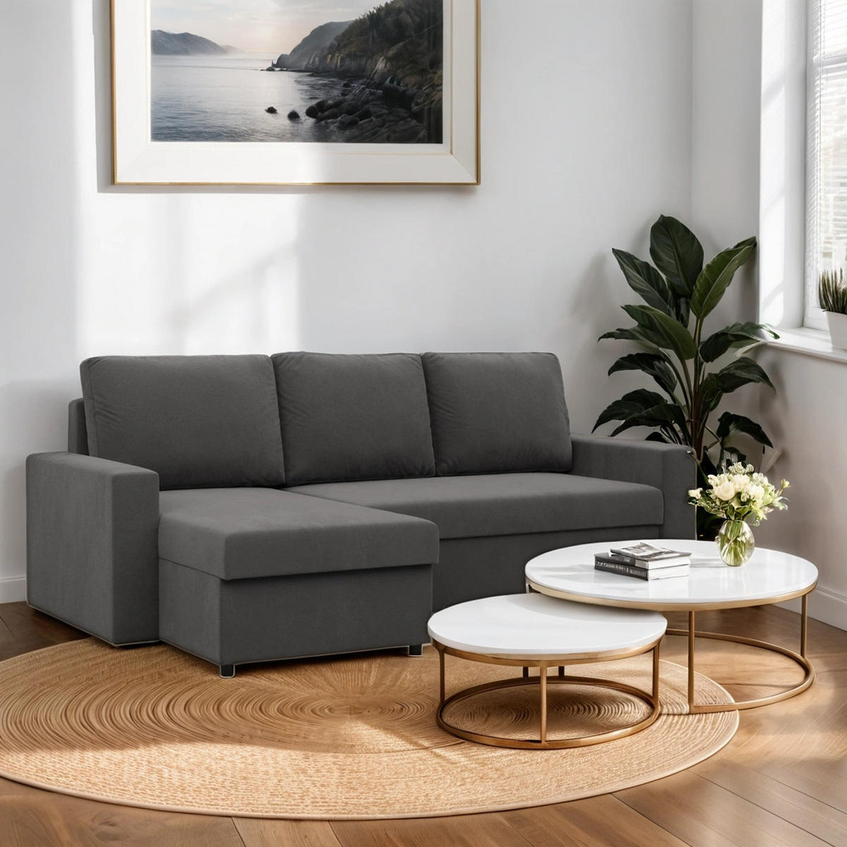 ECKSOFA Neo mit gerader Armlehnen grau - Grau, Textil (231/140cm) - SIMKAM Furniture