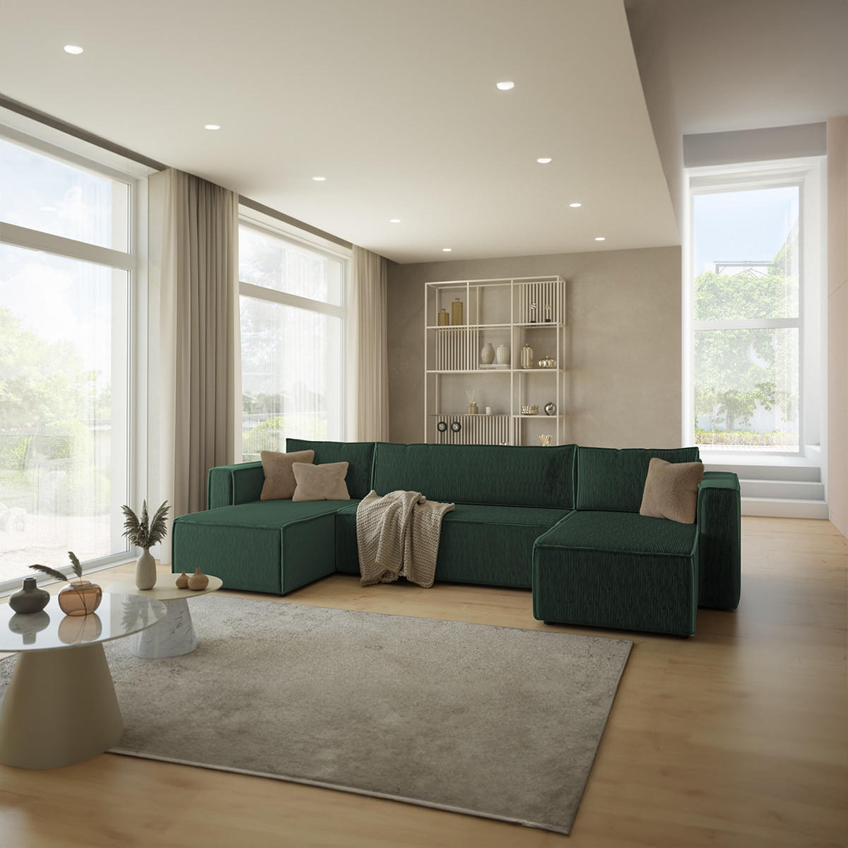 Thumbnail - Petits-meubles Panoramasofa, Grün, Holz, 309x73x145 cm, Wohnzimmer, Sofas & Couches, Wohnlandschaften, Wohnlandschaften ...