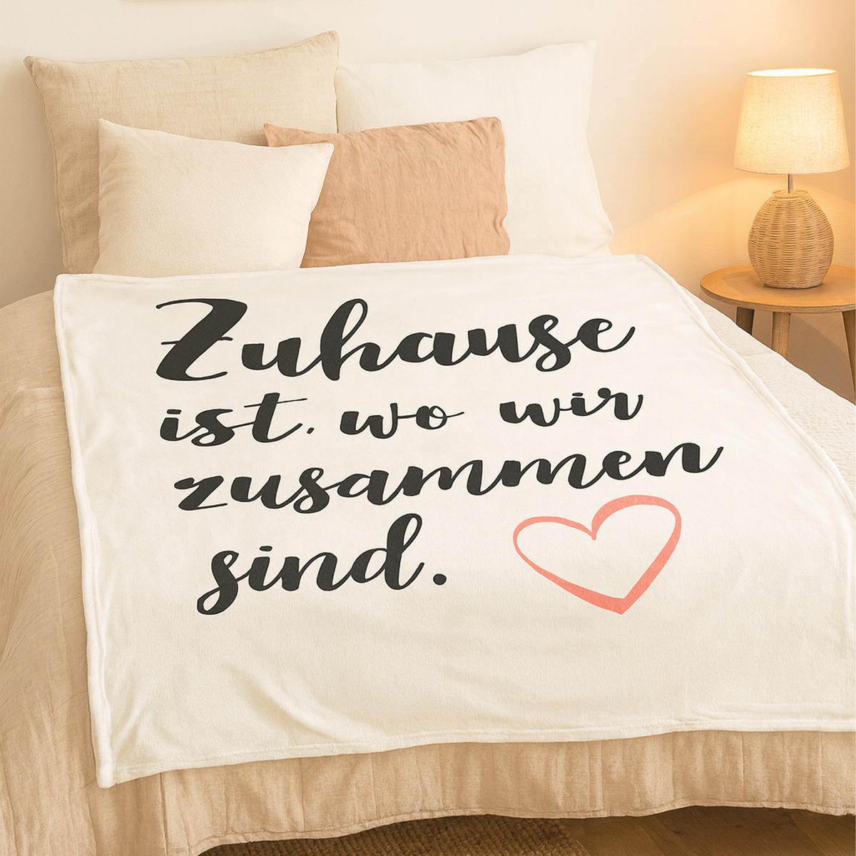 KUSCHELDECKE mit Spruch - 130x160cm Weiß - Weiß, Textil (130/160cm) - Bestlivings