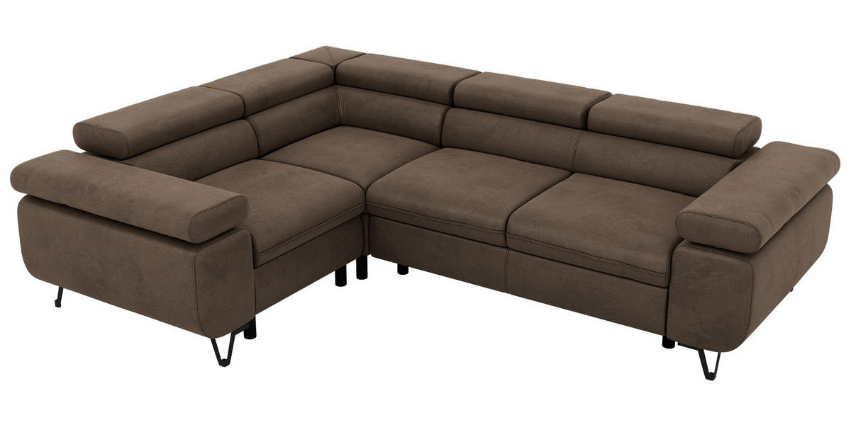 ECKSOFA ORSO L Braun Velvet - Links Seite - Schwarz/Braun, Textil/Metall (197/268cm) - MKS