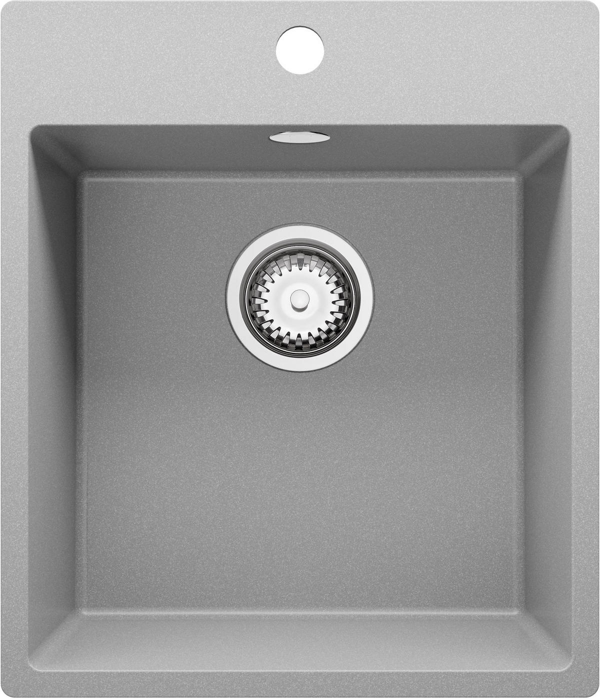 SPÜLBECKEN Riga, 2-er set Grau 43/50 cm 1 Becken + Ablauf-Set ab 45er Unterschrank - Chromfarben/Grau, Kunststoff (43/20/50cm) - Primagran