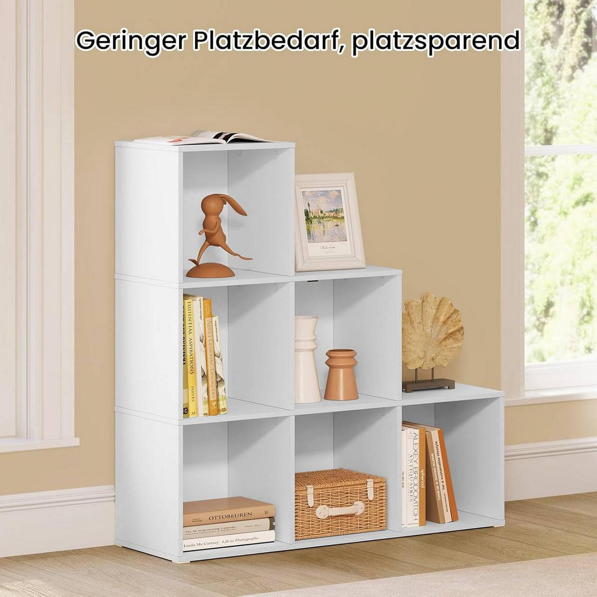 REGALE Bücherregal mit 6 Fächern, 90,5x90,5x30 cm, Weiß - Weiß, Holzwerkstoff (90.5/90.5/30cm) - Woltu