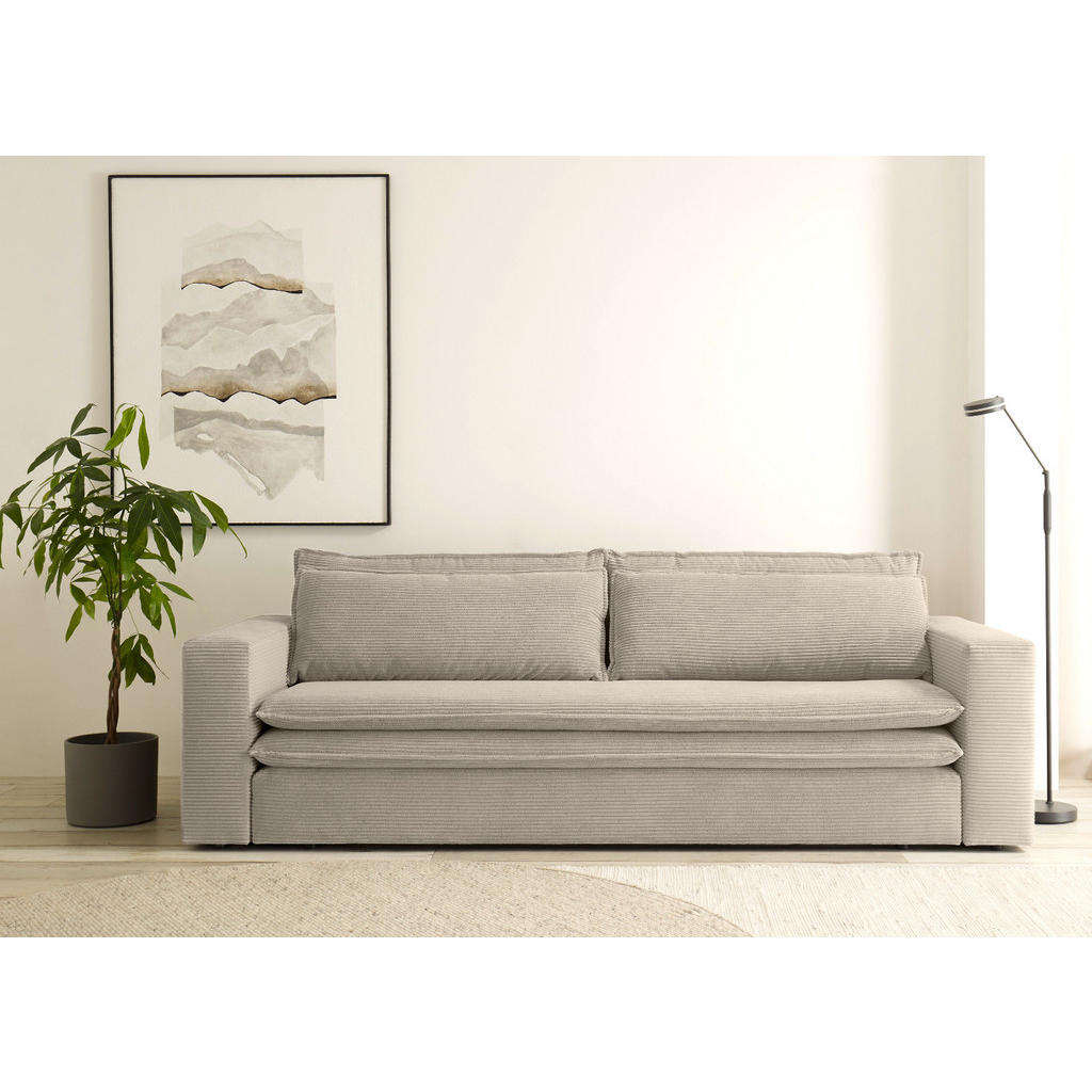 Thumbnail - Furn.Design Schlafsofa, Beige, Textil, Nachbildung, 3-Sitzer, 244x83x91 cm, Wohnzimmer, Sofas & Couches, Schlafsofas