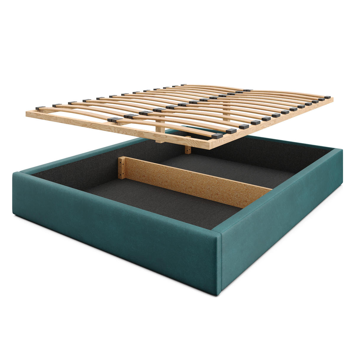 POLSTERBETT 160x200cm Bett mit Stauraum Lattenrost Türkis - Türkis, Holz/Holzwerkstoff (160/200cm) - Muralo