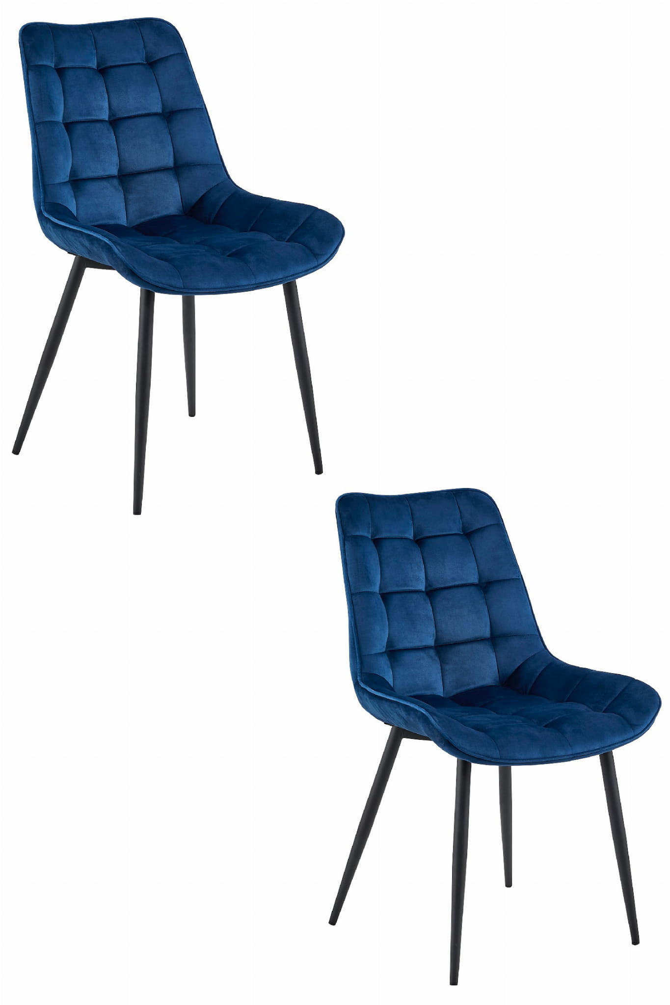 ESSZIMMERSTUHL 2-er Set BERA marineblauer Sitz, schwarze Beine - Schwarz/Dunkelblau, Textil (54/88/60cm) - Valora