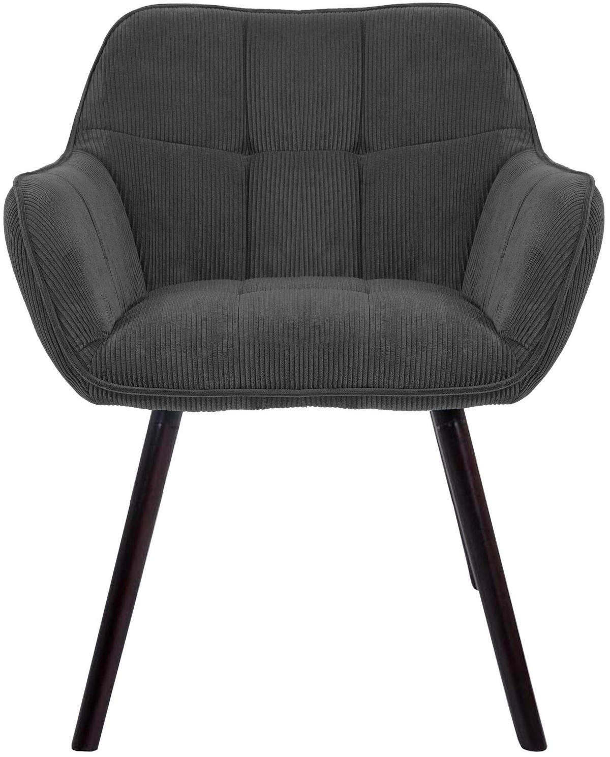 ESSZIMMERSTUHL Dunor Cord Dunkelgrau Schwarz Wohnzimmerstuhl - Dunkelgrau, Textil (65/82/64cm) - DELUKE