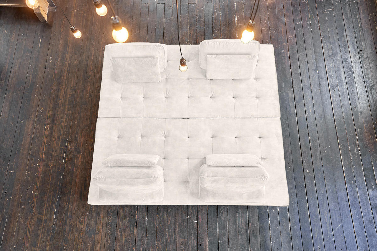 ECKSOFA WIOLO Cremeweiß Velvet - Silberfarben/Creme, Textil/Metall (350/240cm) - KAWOLA