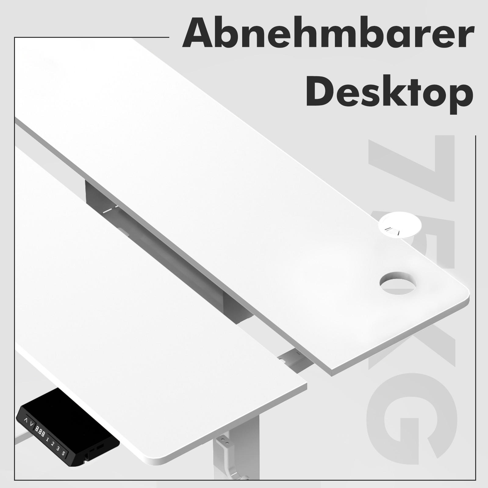 SCHREIBTISCH höhenverstellbar 70 - 120 cm - Weiß, Holz/Metall (140/70/120cm) - HOMAVO