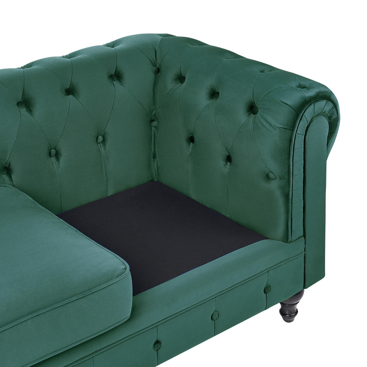 3-SITZER-SOFA Samtstoff Grün Chesterfield - Hellgrün, Textil (202/70/75cm) - Beliani