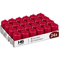 STUMPENKERZEN Ø4xH6 cm Rubinrot 24er-Pack - Bordeaux, Naturmaterialien (4/6cm)