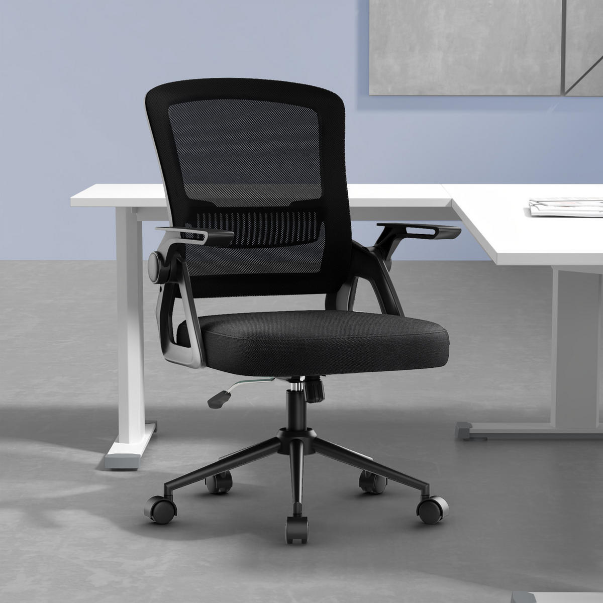 BÜROSTUHL Schwarz ergonomisch mit atmungsaktiver Rückenlehne - Schwarz, Metall (22.5/53/54.2cm) - Rattrix