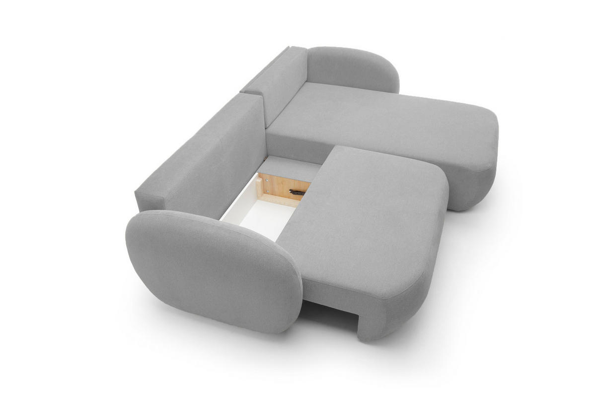 ECKSOFA OLIO L-Form Schlaffunktion mit Bettkasten, lose Rückenkissen, freistehend, RECHTS 248x174 cm Silver-coloured - Grau, Holz/Textil (248/174cm) - DomoHome