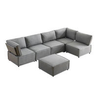 SOFA modular mit Schlaffunktion Hellgrau 3-tlg. - Hellgrau, Holzwerkstoff (152/308cm) - Meubliv